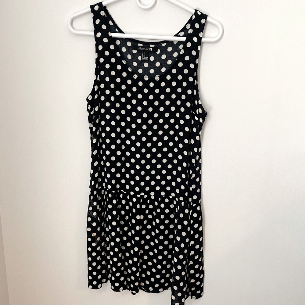 Forever 21 Black and White Drop Waist Polka Dot Short Dress